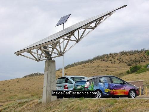 Солнечная зарядная станция для электромобилей и заряжаемых гибридов с набором дополнительных аккумуляторов