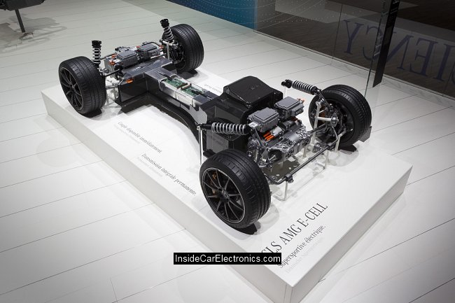 Трехмерная модель электромобиля Mercedes-Benz SLS AMG E-Cell в разрезе. Основные узлы и компоненты.